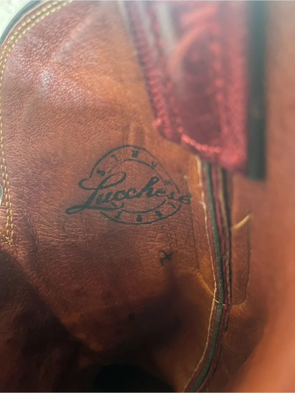 Lucchese Connie Women's Red Leather Studded Western Boot - Picture 9 of 12